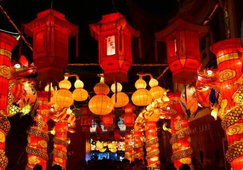 czerwone chińskie lampiony, link do język chiński online